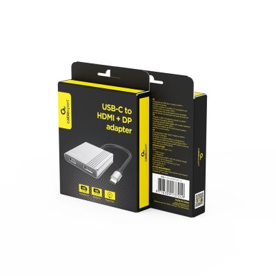 6. GEMBIRD USB-C auf HDMI + DP Adapter 4K 60Hz, Schwarz