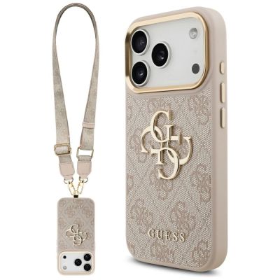 Guess 4G Big 4G Classic Logo Big Strap Metal Buttons Case für iPhone 17 Pro - Pink