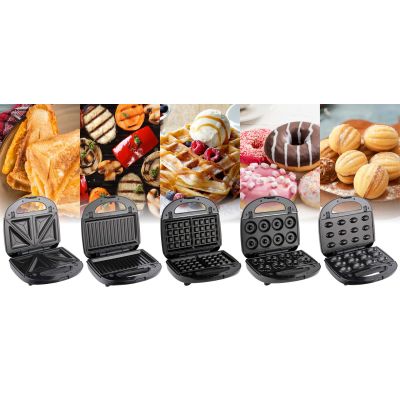 12. ELDOM Multifunktions-Sandwichmaker 5 in 1 ST250 850W AUSTAUSCHBARE PLATTEN: SANDWICH, GRILL, WAFFELN, NÜSSE, MINI-DONUTS