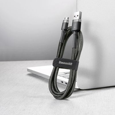 8. Baseus Cafule Cable durabel Kabel mit Nylon geflochtenes Ladekabel USB / micro USB 2A 3M schwarz-grau (CAMKLF-HG1)