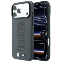 BMW M Blue Perfo Metal Logo MagSafe Hülle für iPhone 18 Pro Max / 17 Pro Max - Grau