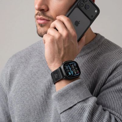 5. Tech-Protect Nylon Elite Armband für Apple Watch 44 / 45 / 46 / 49 mm – Schwarz-Orange