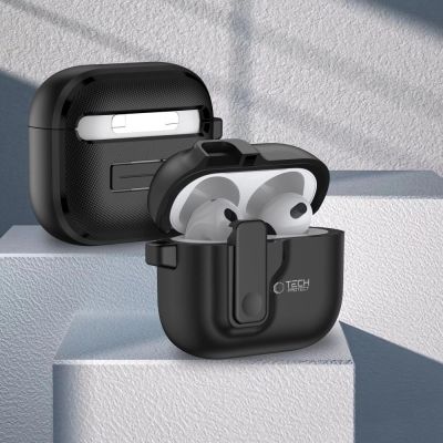 3. Tech-Protect Slim Hook-Hülle für AirPods 4 – Schwarz