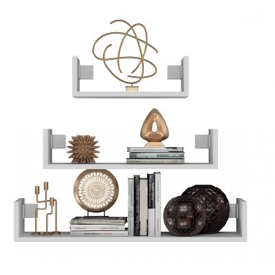 4. Set mit 3 Hängeregalen MOBI 3P 80x20xH14 weiß