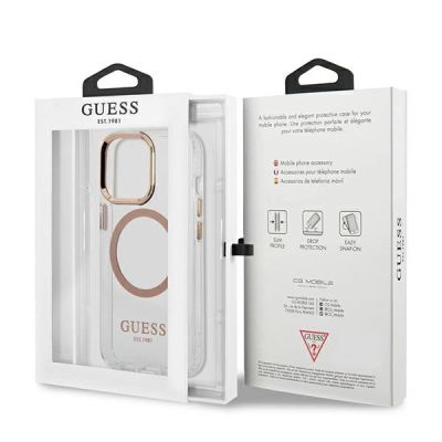 8. Guess GUHMP13XHTRMD iPhone 13 Pro Max 6,7 "Gold / Gold Hartschalenetui Metal Outline Magsafe