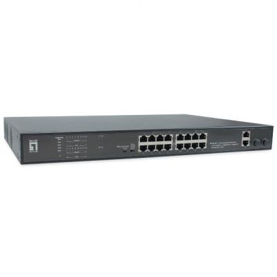 2. LevelOne FGP-2031 Netzwerk-Switch, unmanaged Fast Ethernet (10/100), PoE-Unterstützung, 1 HE, Schwarz