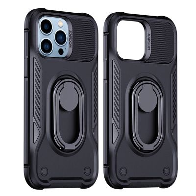 7. Joyroom Dual Hinge Case für iPhone 14 Pro gepanzerte Hülle mit Ständer und Ringhalter schwarz