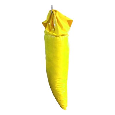 2. Eine gelbe, bananenförmige Plawil-Tasche auf Springseilen