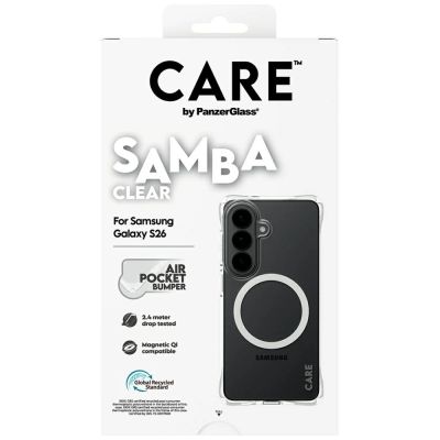 6. CARE by PanzerGlass Samba Transparente Qi-Hülle für Samsung Galaxy S26 - Transparent