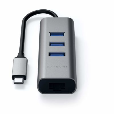 3. Satechi Aluminium-Hub 2in1 - Aluminium-Hub für Laptops und Desktop-PCs USB-C (3x USB-A, Ethernet) (Space Grau)