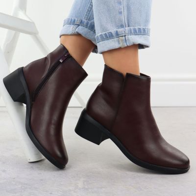 5. Gefütterte Damen-Ankle-Boots mit Blockabsatz, bordeauxrot, Sergio Leone BT25239