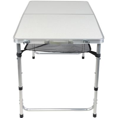 20. Klappbarer Campingtisch 120x60x70/62/55cm, 4 Stühle und Ablage