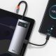 11. HUB Baseus Metal Gleam 6in1 USB-C - USB-C PD 100W 1x HDMI 4K 30Hz 3x USB-A 3.2 1x RJ45 - grau