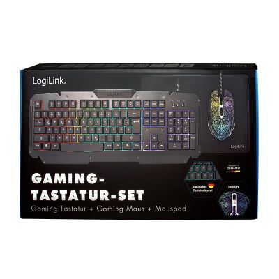 9. LogiLink ID0185 Gaming-Tastatur und Maus inklusive USB-QWERTZ-Tastatur (Englisch, Schwarz)