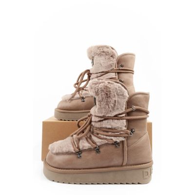 10. D.Franklin Damen Winter Schneestiefel, modisches Fellfutter, braun hoch