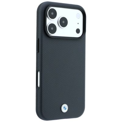 4. BMW Kevlar Metal Logo MagSafe Hülle für iPhone 18 Pro / 17 Pro – graphitfarben