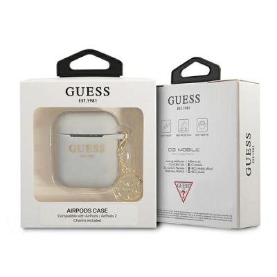 3. Guess, GUA2LSC4EG AirPods Cover grau/grau Silikon Charm 4G Collection