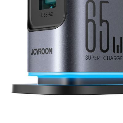 4. Joyroom JR-TCM02 GaN 65W Ladegerät Ladestation 4xUSB-C 2xUSB-A UK Stecker - grau