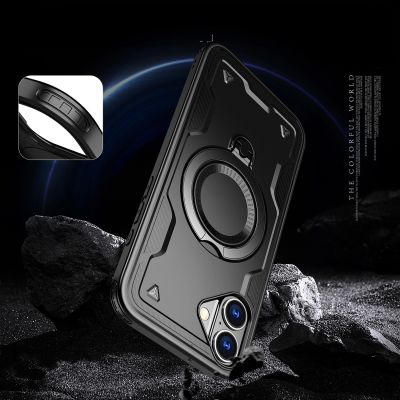 5. Hybrid Armor Trendige Hülle mit MagSafe für iPhone 16 – Schwarz