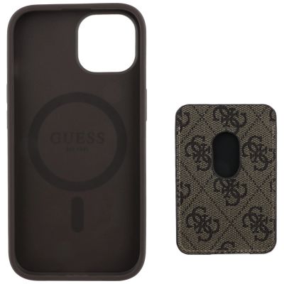 5. Guess 4G Stripes Case mit Magsafe Wallet für iPhone 15 Braun