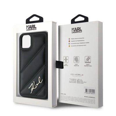 8. Karl Lagerfeld Diagonal Quilted Script Hülle für iPhone 11 / Xr – Schwarz