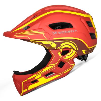 3. Wozinsky Kinder-Integralhelm mit USB-Rücklicht, Größe S – Rot und Gelb