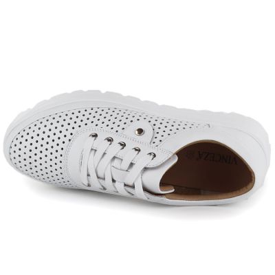 3. Damen-Lederschuhe mit durchbrochenem Muster, weiß, Vinceza 79629