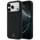 Mercedes Lederhülle mit gekreuzten Linien und MagSafe-Design für iPhone 17 Pro Max / 18 Pro Max – Schwarz