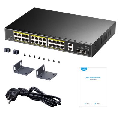 4. Cudy GS1026PS2 Switch, unmanaged Gigabit Ethernet (10/100/1000) mit PoE-Unterstützung, Schwarz