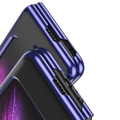 6. Plating Case hard case Electroplating frame Handyhülle Schutzhülle für Samsung Galaxy Fold blau