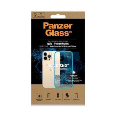 6. PanzerGlass ClearCase Antibakterielle, in Militärqualität zertifizierte Hülle für iPhone 13 Pro Max – Transparent Blau