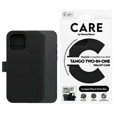 CARE by PanzerGlass Feature Tango 2in1 Wallet MagSafe Hülle für iPhone 16 Pro Max – Schwarz