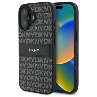DKNY Texture Pattern Tonal Stripe Hülle für iPhone 16 – Schwarz