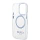 7. Guess Metal Outline MagSafe-Hülle für iPhone 14 Pro – blau