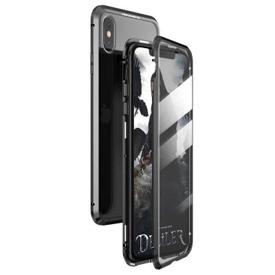 5. Wozinsky Full Magnetic Case 360 Magnetic Case Vorder- und Rückseite mit integriertem Glas Vivo X60 Schwarz-Transparent