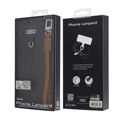 3. Audi Crossbody Leder Universal-Schlüsselband 28cm x 10mm - Braun