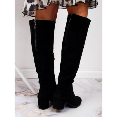 11. Damen-Stiefel mit Blockabsatz, gefüttert, schwarz – Sergio Leone