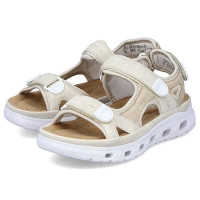 14. Rieker W RKR691 bequeme Klett-Sandalen beige