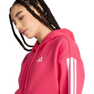 4. adidas Essentials Damen-Fleece-Hoodie mit 3 Streifen und durchgehendem Reißverschluss, Pink KF6272