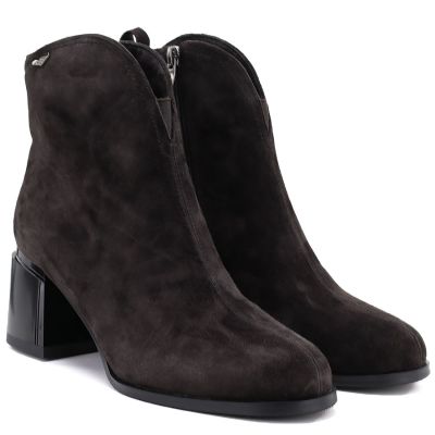 4. Damen-Ankle-Boots aus Leder mit hohem Absatz, Schokoladenbraun, Vinceza 91178