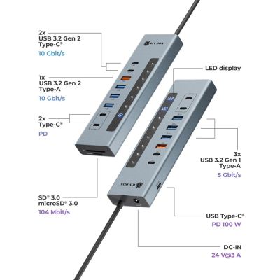 3. IcyBox 11-in-1 USB 3.2 Hub mit Typ-C und Kartenleser