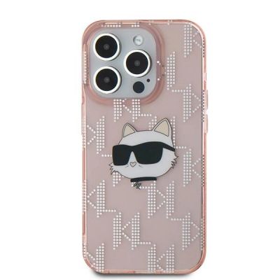 3. Karl Lagerfeld IML Choupette Head & Monogram Hülle für iPhone 15 Pro Max – Rosa