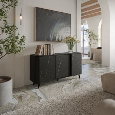 3. VOLARE Kommode 151x39x75 schwarz/san sebastian