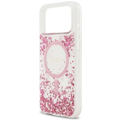 6. Guess MagSafe Hülle mit Harzboden und Glitzer für iPhone 17 Pro Max – Pink