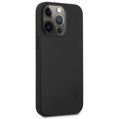 4. AMG AMHCP14LDOLBK iPhone 14 Pro 6.1 "schwarz / schwarz Hardcase Leder Hot Stamped