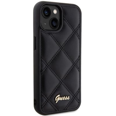 4. Guess Quilted Metal Logo Hülle für iPhone 15 – Schwarz