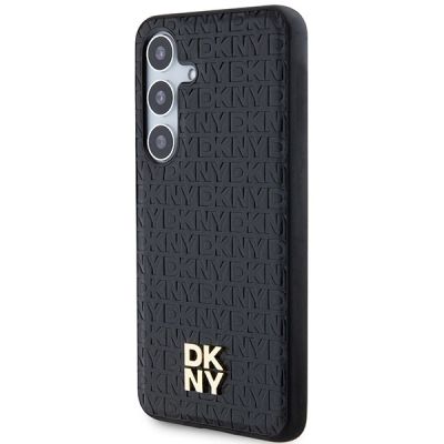 2. DKNY Leather Pattern Metal Logo MagSafe-Hülle für Samsung Galaxy S24+ – Schwarz