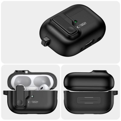 4. Tech-Protect Slim Hook Case mit Karabiner für Apple AirPods Pro 1/2 – Schwarz