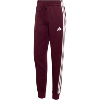 2. adidas Essentials 3-Streifen Fleece Slim Fit Hose für Damen, Burgunderrot KF8321
