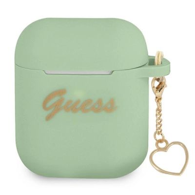 Guess GUA2LSCHSN AirPods decken grüne/grüne Silikon-Charm-Herzkollektion ab